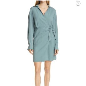 VINCE Wrap Front Long Sleeve Shirtdress